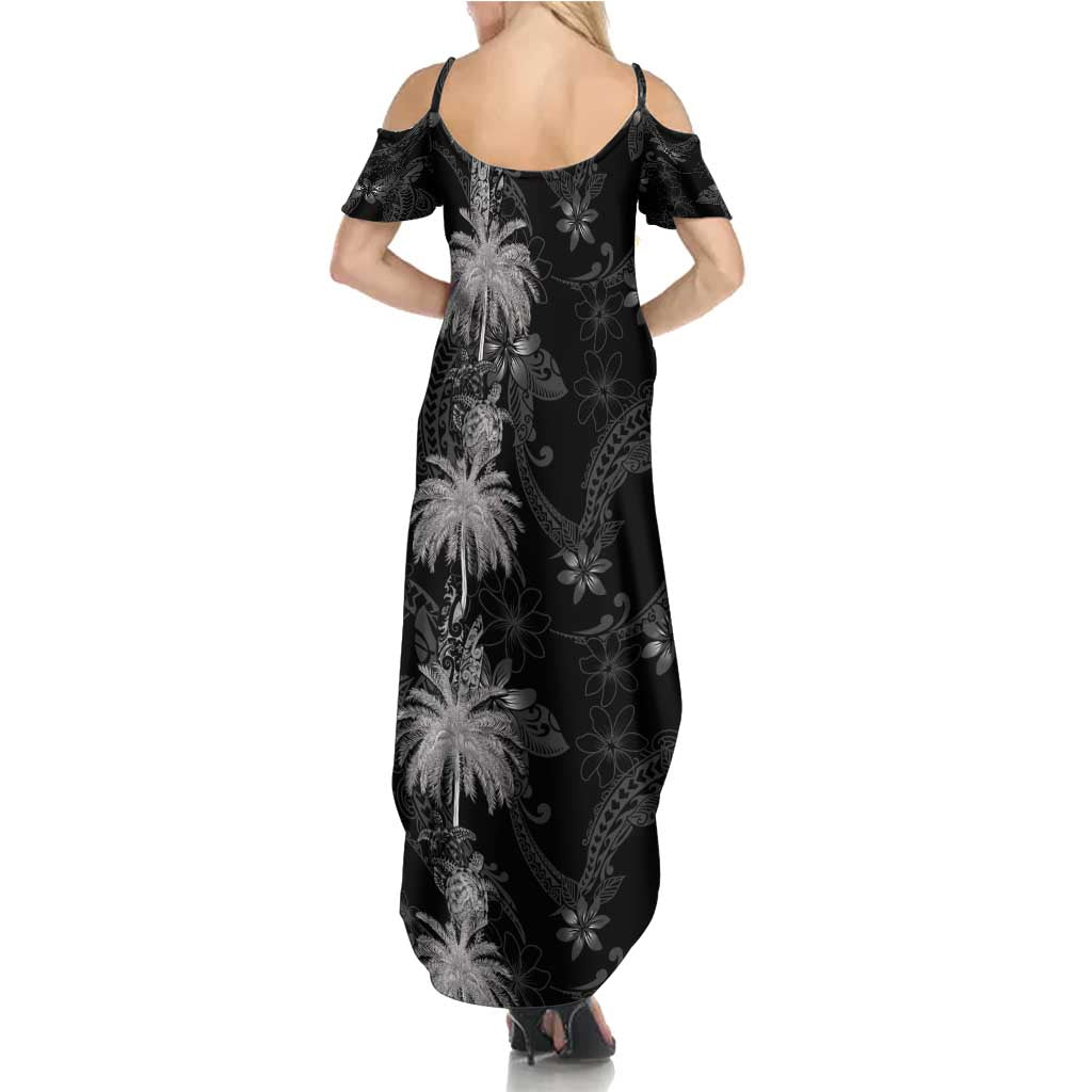 Hawaiian Honu And Surfboards Family Matching Summer Maxi Dress and Hawaiian Shirt Silver Style - Polynesian Pride