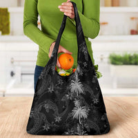 Hawaiian Honu And Surfboards Grocery Bag Silver Style - Polynesian Pride