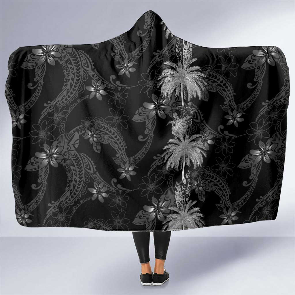 Hawaiian Honu And Surfboards Hooded Blanket Silver Style LT05 One Size Silver - Polynesian Pride