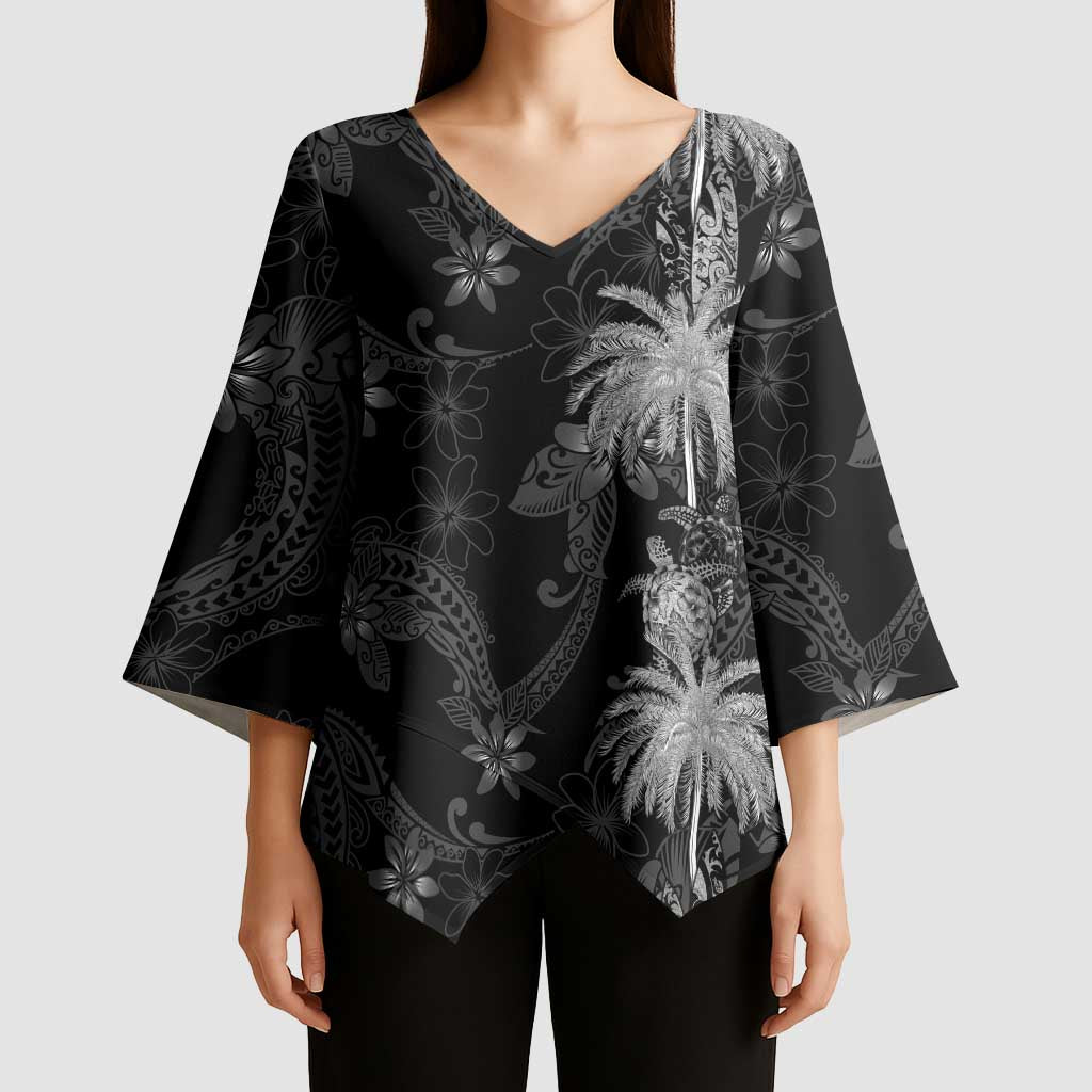 Hawaiian Honu And Surfboards Kimono Sleeve Blouse Silver Style - Polynesian Pride