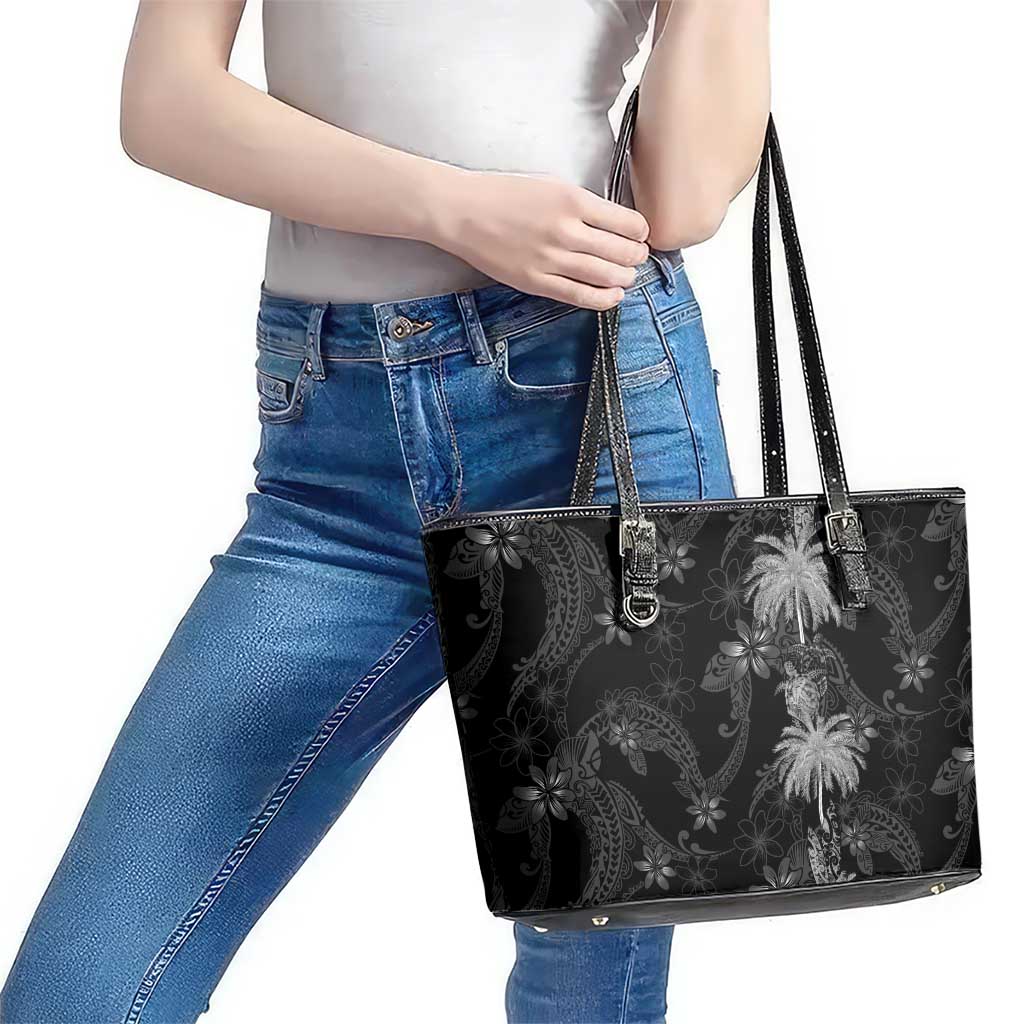 Hawaiian Honu And Surfboards Leather Tote Bag Silver Style - Polynesian Pride