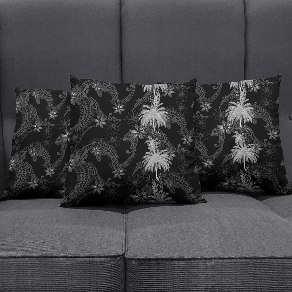 Hawaiian Honu And Surfboards Pillow Cover Silver Style - Polynesian Pride