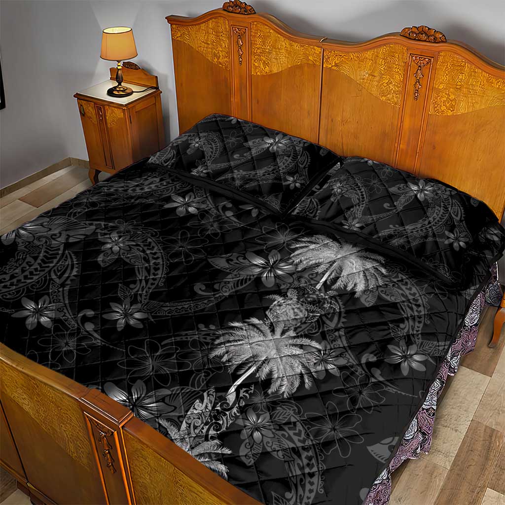 Hawaiian Honu And Surfboards Quilt Bed Set Silver Style - Polynesian Pride