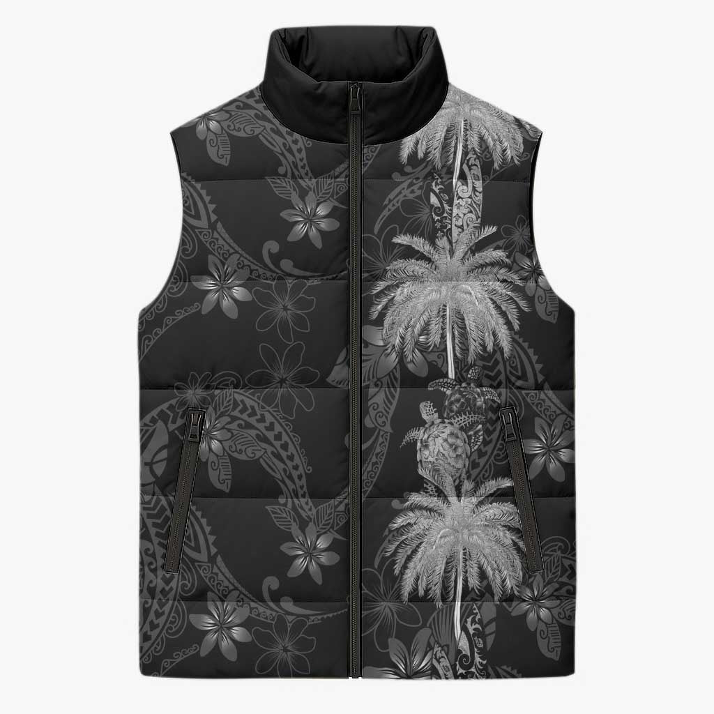 Hawaiian Honu And Surfboards Sleeveless Puffer Jacket Silver Style LT05 Unisex Silver - Polynesian Pride