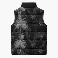 Hawaiian Honu And Surfboards Sleeveless Puffer Jacket Silver Style LT05 - Polynesian Pride