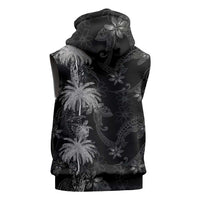 Hawaiian Honu And Surfboards Sleeveless Zip Hoodie Silver Style - Polynesian Pride
