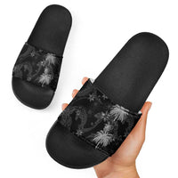 Hawaiian Honu And Surfboards Slide Sandals Silver Style - Polynesian Pride
