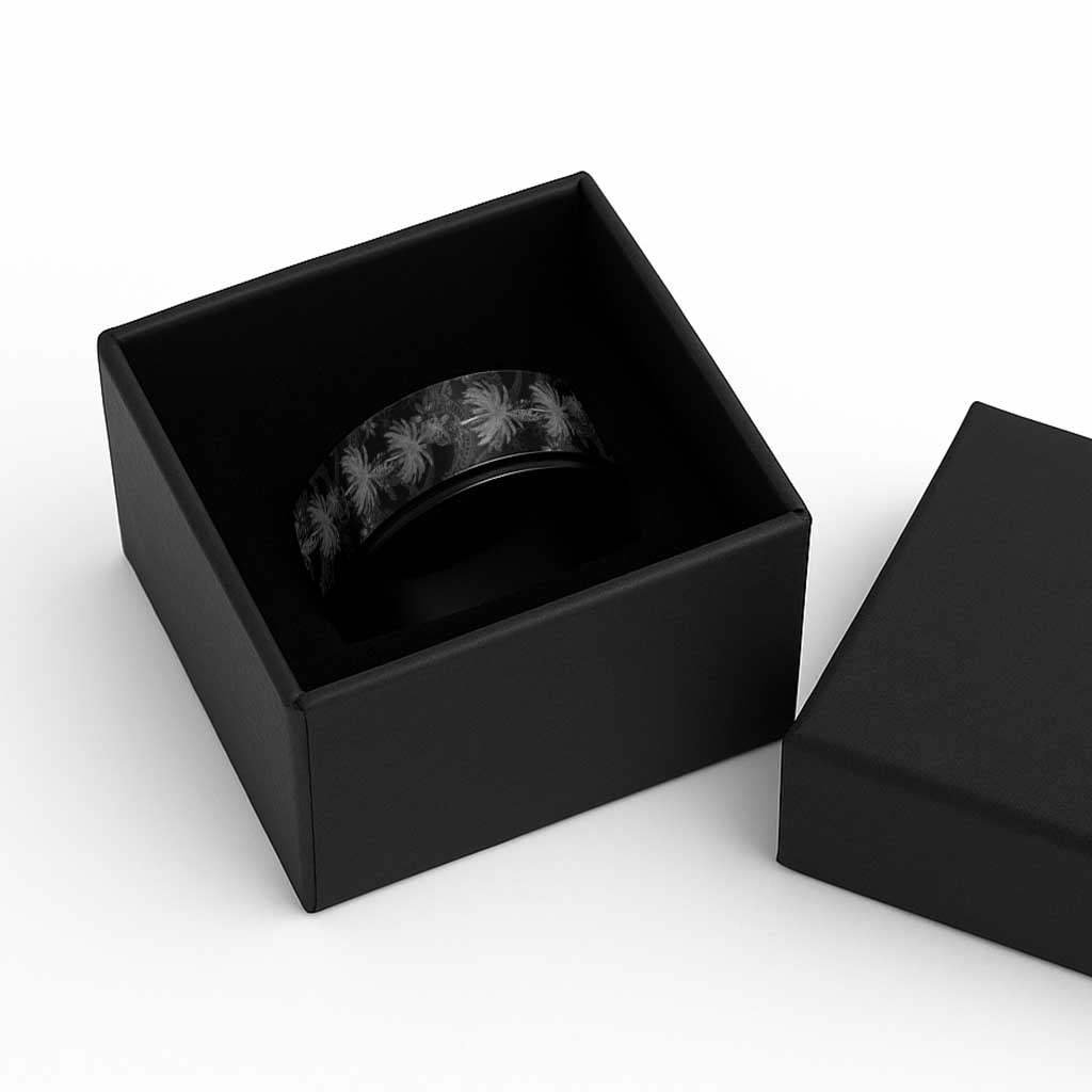 Hawaiian Honu And Surfboards Spinner Ring Silver Style - Polynesian Pride