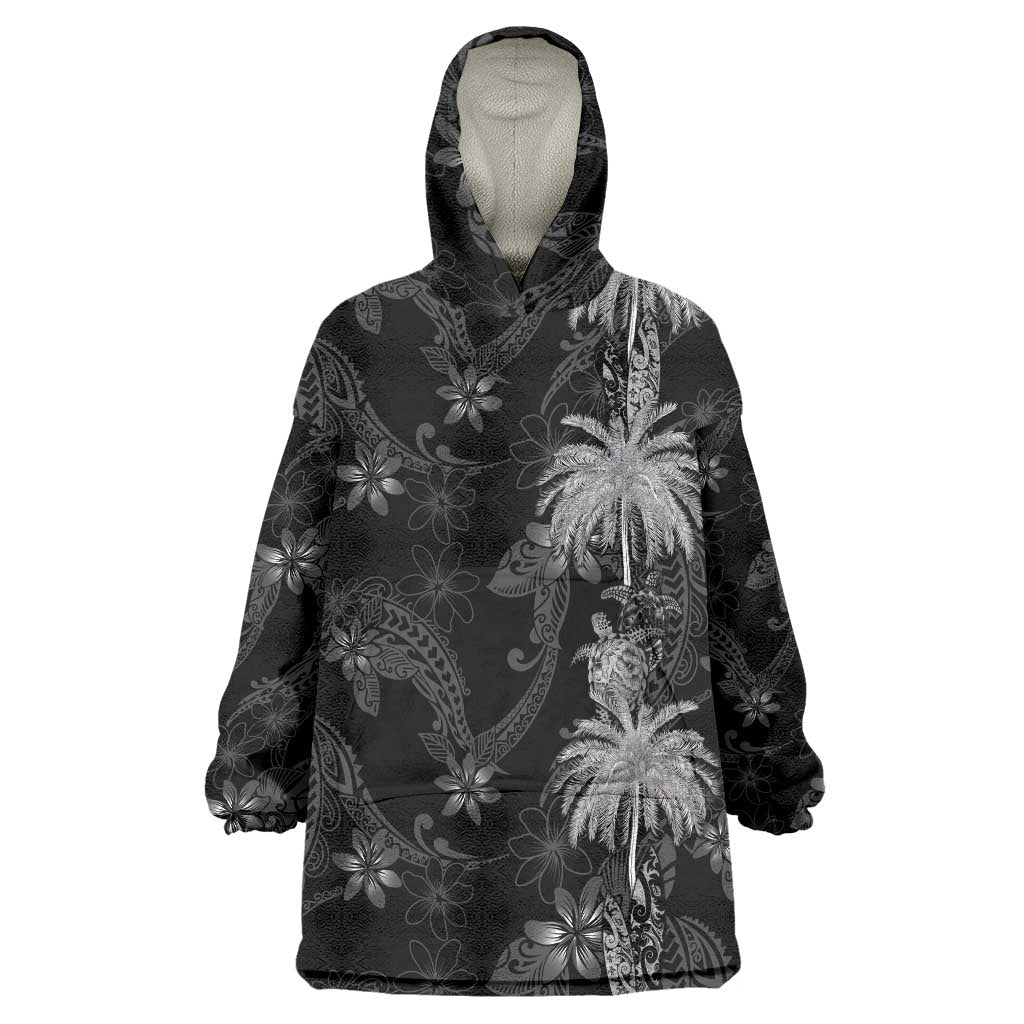 Hawaiian Honu And Surfboards Wearable Blanket Hoodie Silver Style LT05 One Size Silver - Polynesian Pride