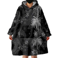 Hawaiian Honu And Surfboards Wearable Blanket Hoodie Silver Style - Polynesian Pride