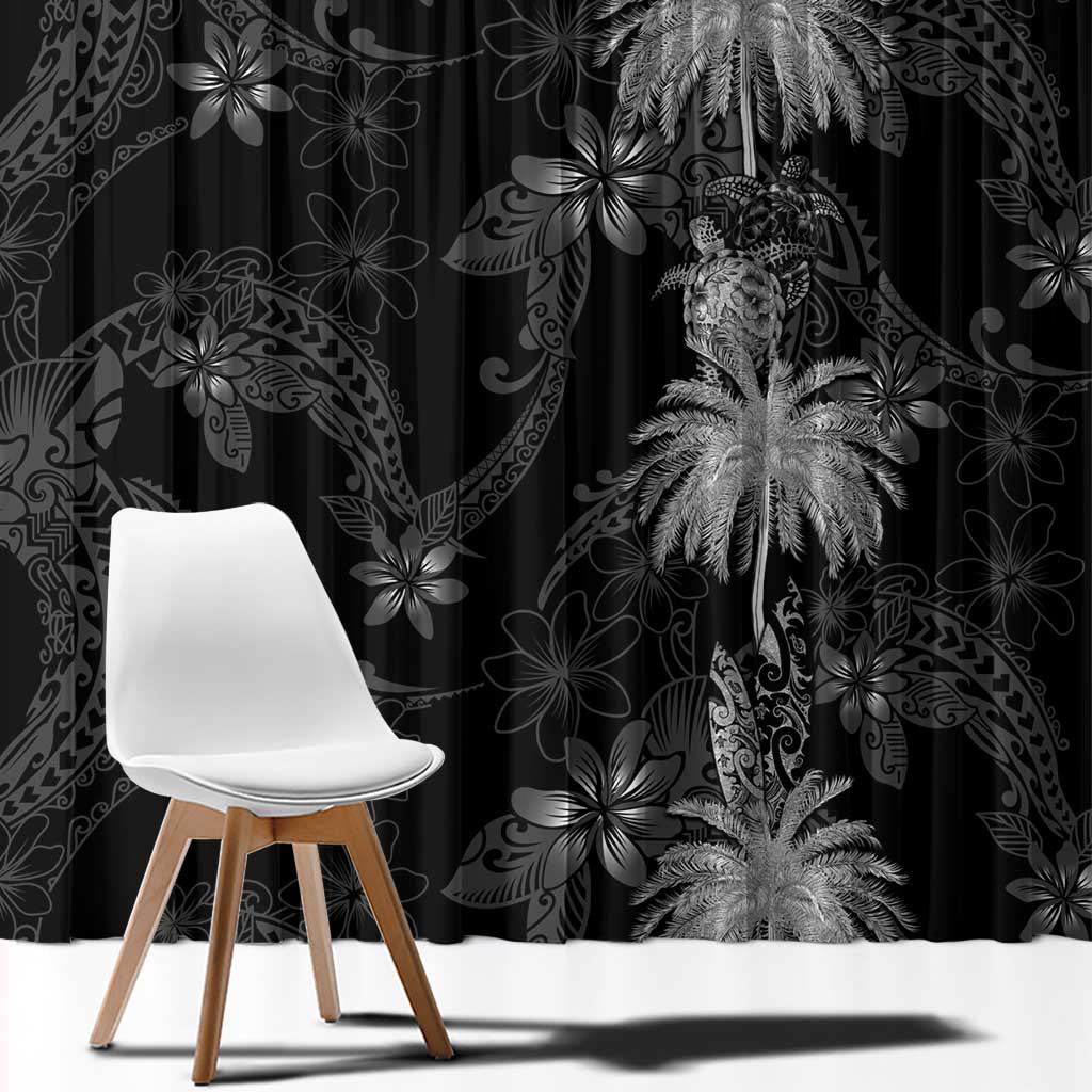 Hawaiian Honu And Surfboards Window Curtain Silver Style - Polynesian Pride