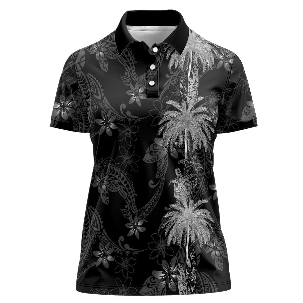 Hawaiian Honu And Surfboards Women Polo Shirt Silver Style - Polynesian Pride