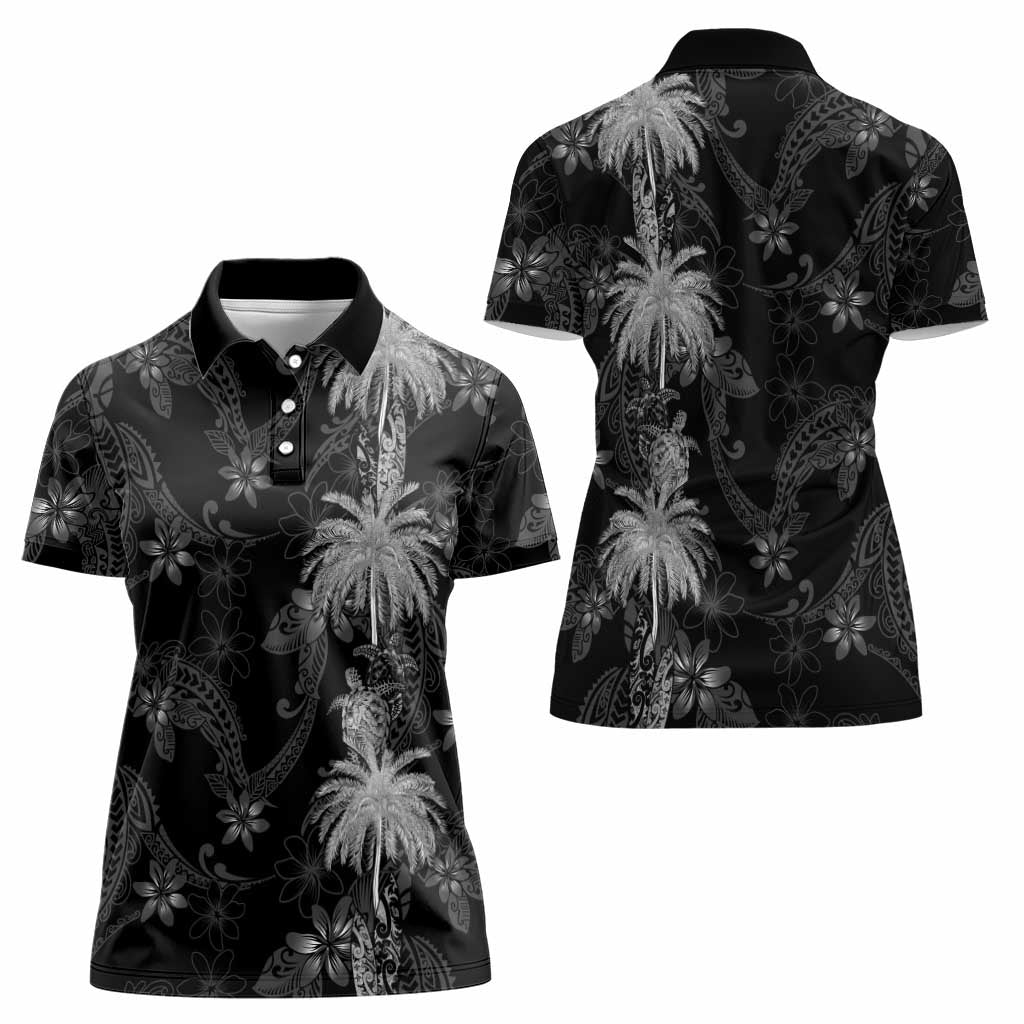 Hawaiian Honu And Surfboards Women Polo Shirt Silver Style - Polynesian Pride