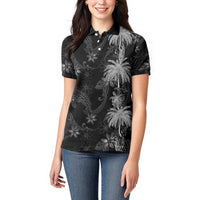Hawaiian Honu And Surfboards Women Polo Shirt Silver Style - Polynesian Pride