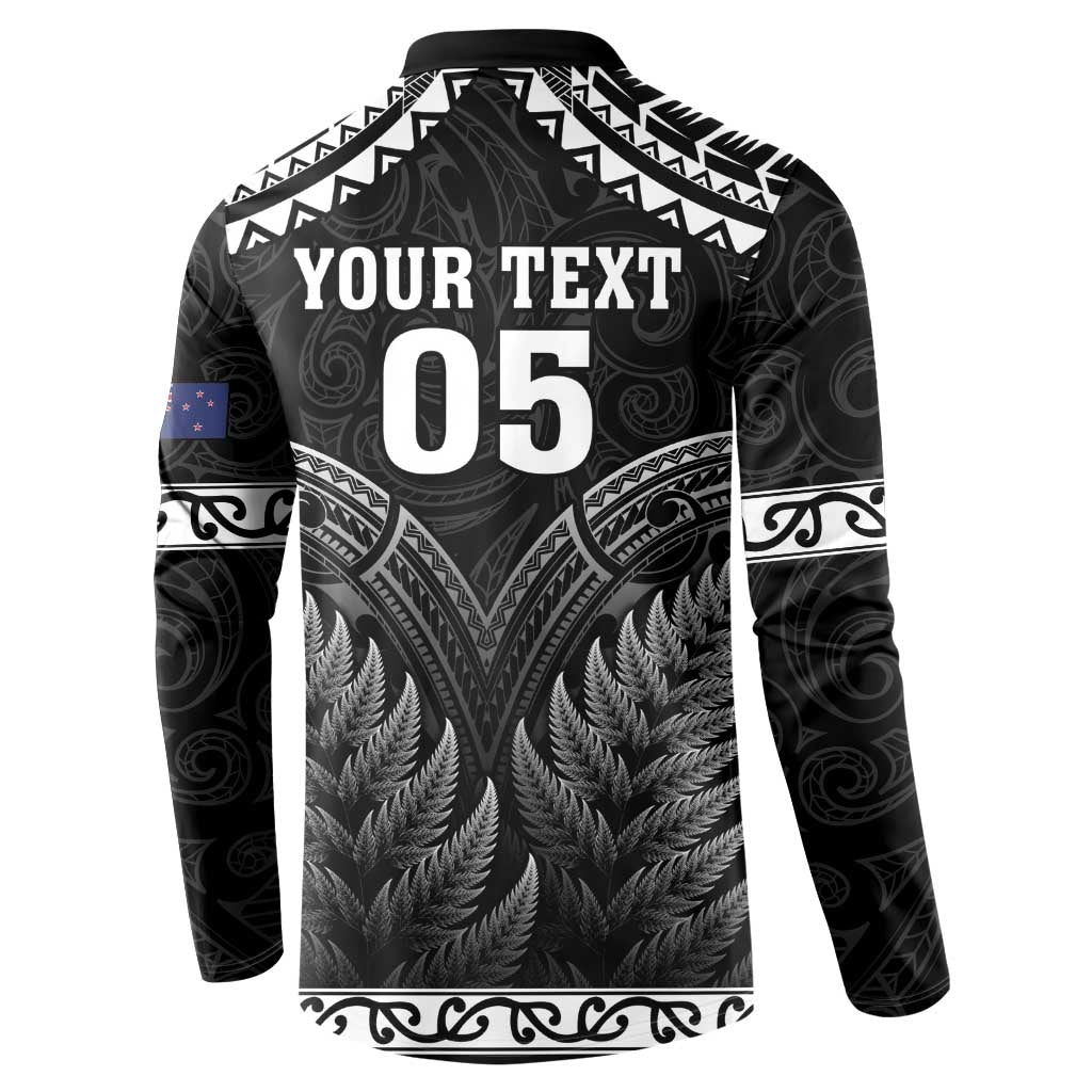 Custom New Zealand Maori Tiki Rugby Button Sweatshirt Go Aotearoa Maori Pattern