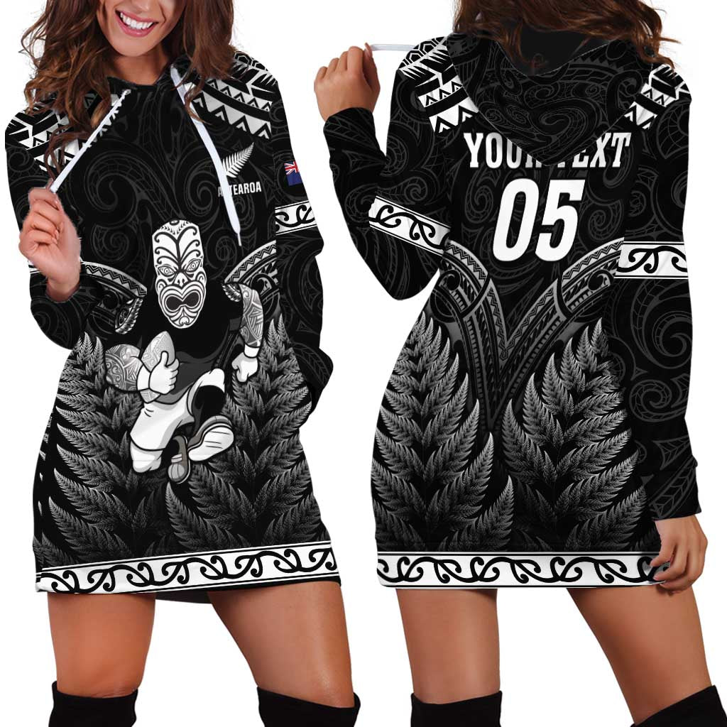 Custom New Zealand Maori Tiki Rugby Hoodie Dress Go Aotearoa Maori Pattern