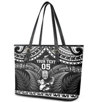 Custom New Zealand Maori Tiki Rugby Leather Tote Bag Go Aotearoa Maori Pattern