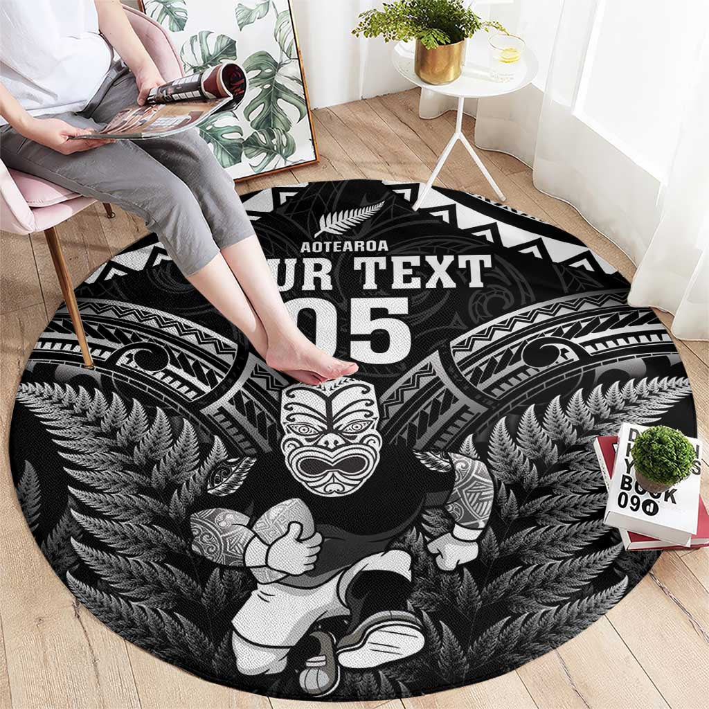 Custom New Zealand Maori Tiki Rugby Round Carpet Go Aotearoa Maori Pattern