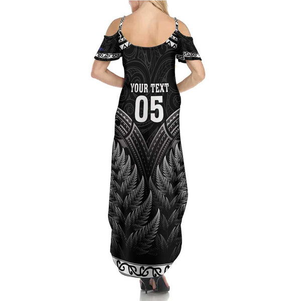 New Zealand Aotearoa Rugby Summer Maxi Dress NZ Tiki With Maori Fern World Cup Gold Version LT14 main image 1