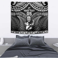 Custom New Zealand Maori Tiki Rugby Tapestry Go Aotearoa Maori Pattern