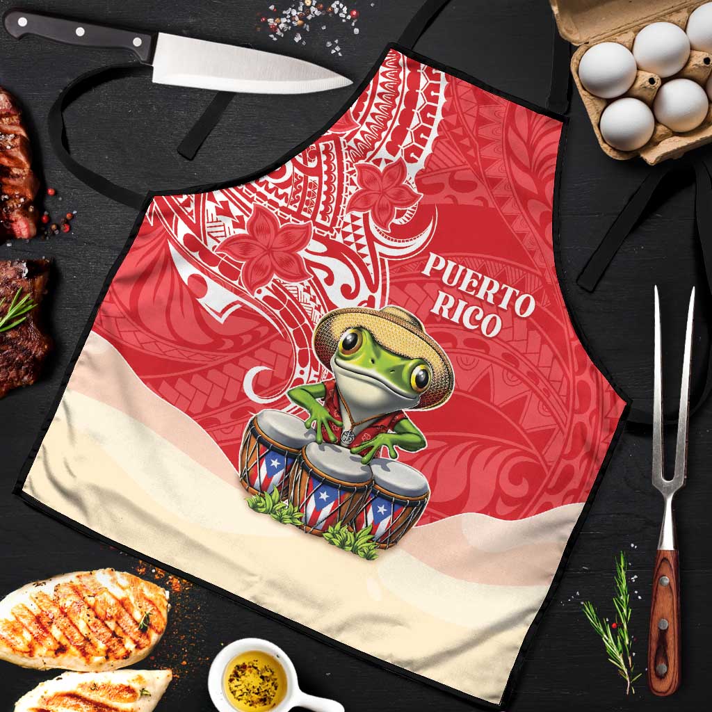 Puerto Rico Apron Coqui Frog With Polynesian Pattern - Polynesian Pride