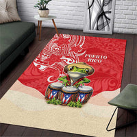 Puerto Rico Area Rug Coqui Frog With Polynesian Pattern - Polynesian Pride
