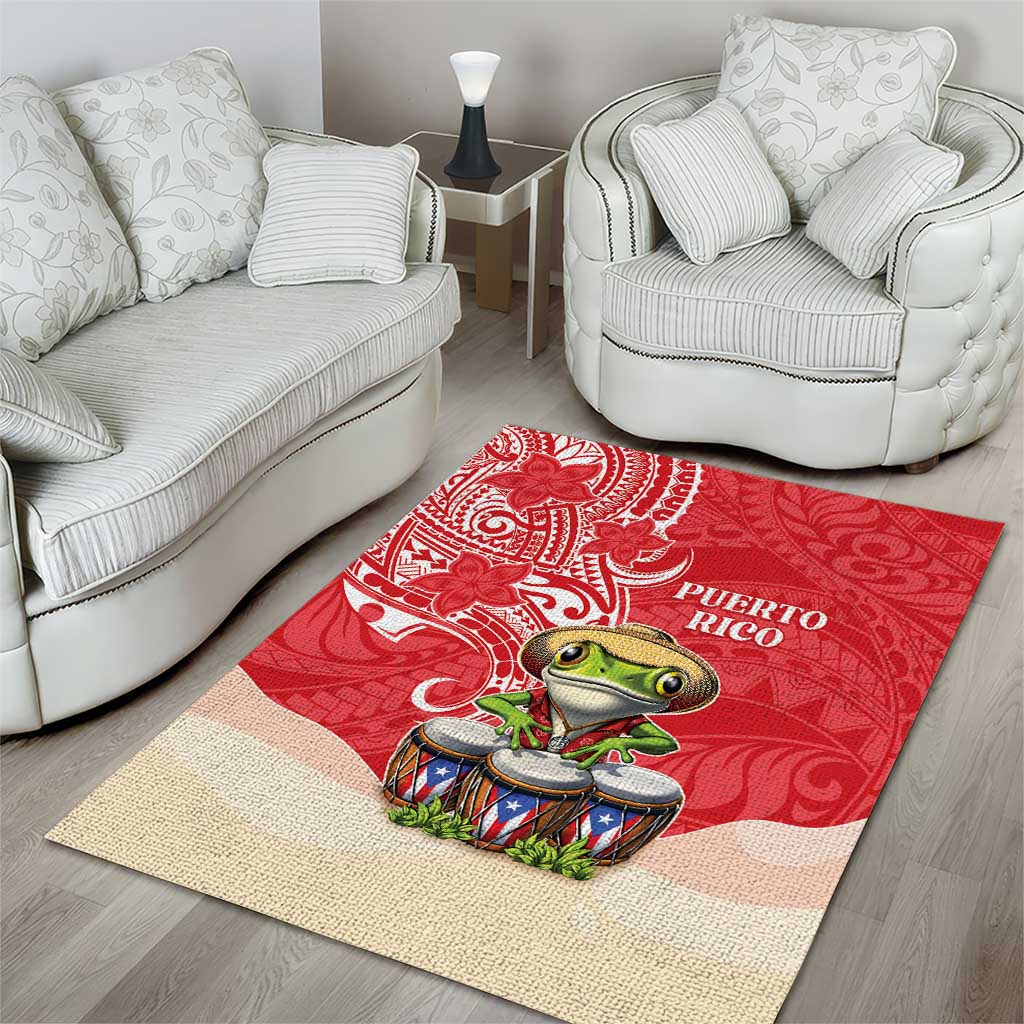 Puerto Rico Area Rug Coqui Frog With Polynesian Pattern - Polynesian Pride