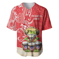Personalized Puerto Rico Baseball Jersey Coqui Frog With Polynesian Pattern - Polynesian Pride