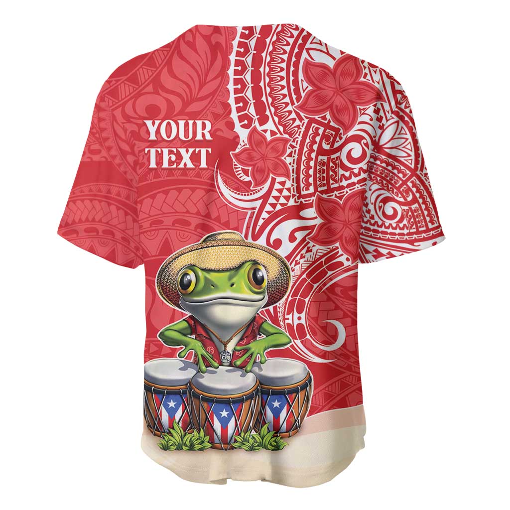 Personalized Puerto Rico Baseball Jersey Coqui Frog With Polynesian Pattern - Polynesian Pride