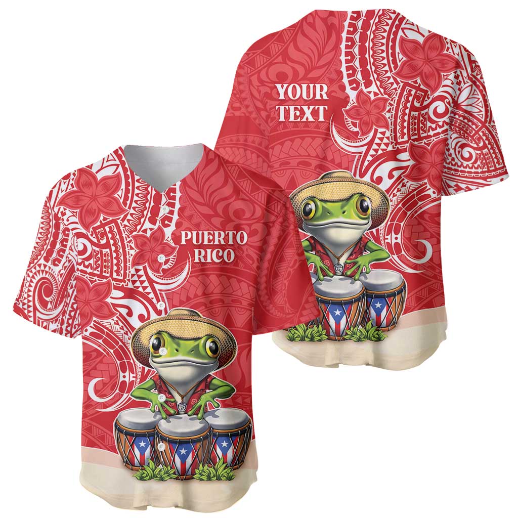 Personalized Puerto Rico Baseball Jersey Coqui Frog With Polynesian Pattern - Polynesian Pride