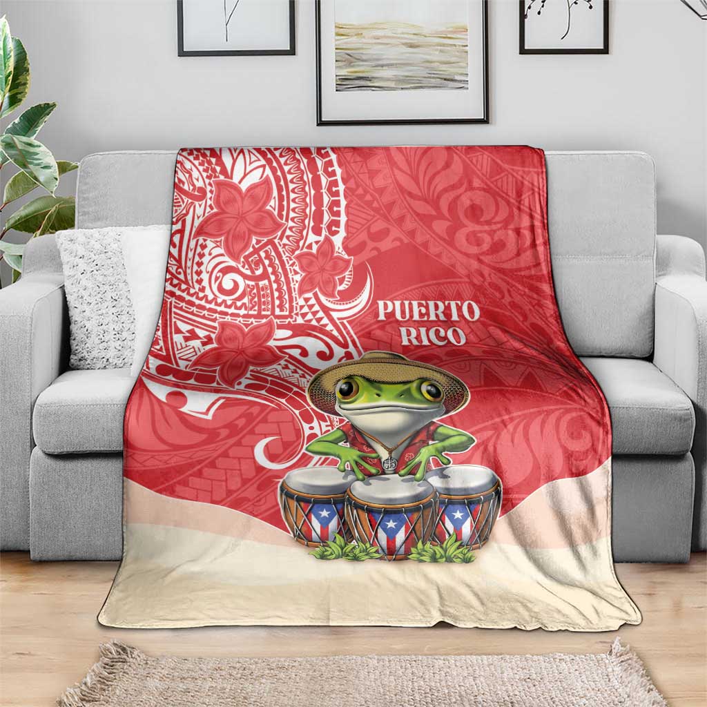Puerto Rico Blanket Coqui Frog With Polynesian Pattern - Polynesian Pride