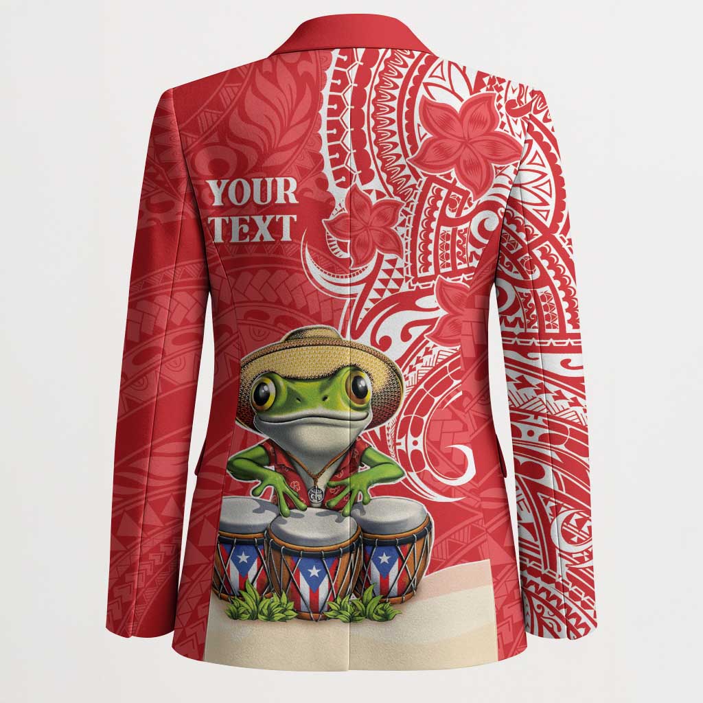 Personalized Puerto Rico Blazer Coqui Frog With Polynesian Pattern - Polynesian Pride