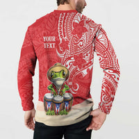 Personalized Puerto Rico Button Sweatshirt Coqui Frog With Polynesian Pattern - Polynesian Pride