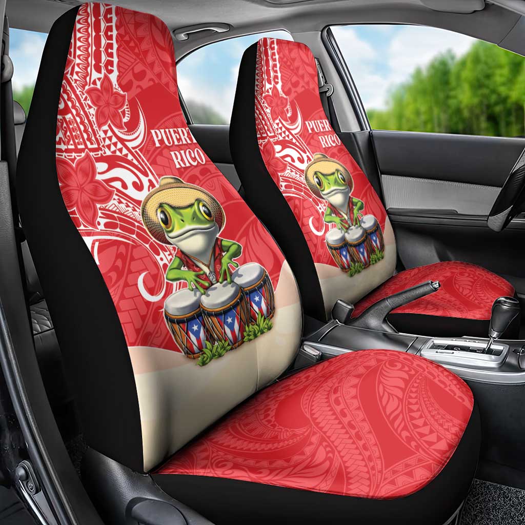 Puerto Rico Car Seat Cover Coqui Frog With Polynesian Pattern - Polynesian Pride