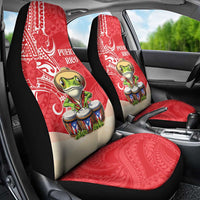 Puerto Rico Car Seat Cover Coqui Frog With Polynesian Pattern - Polynesian Pride
