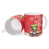 Personalized Puerto Rico Ceramic Mug Coqui Frog With Polynesian Pattern - Polynesian Pride