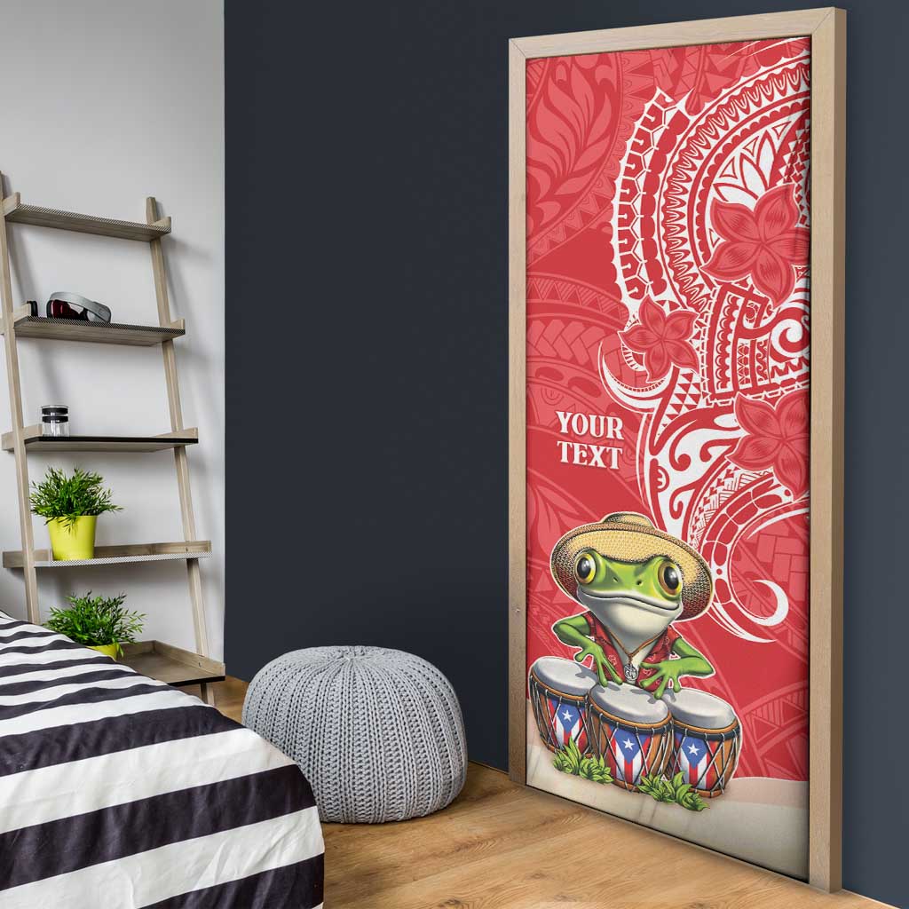 Puerto Rico Door Cover Coqui Frog With Polynesian Pattern - Polynesian Pride