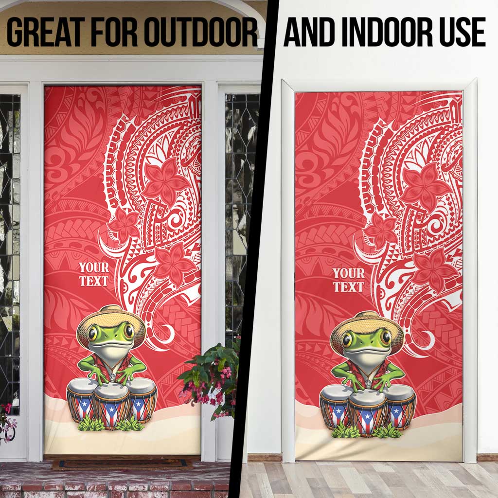 Puerto Rico Door Cover Coqui Frog With Polynesian Pattern - Polynesian Pride
