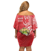 Personalized Puerto Rico Family Matching Off Shoulder Short Dress and Hawaiian Shirt Coqui Frog With Polynesian Pattern - Polynesian Pride