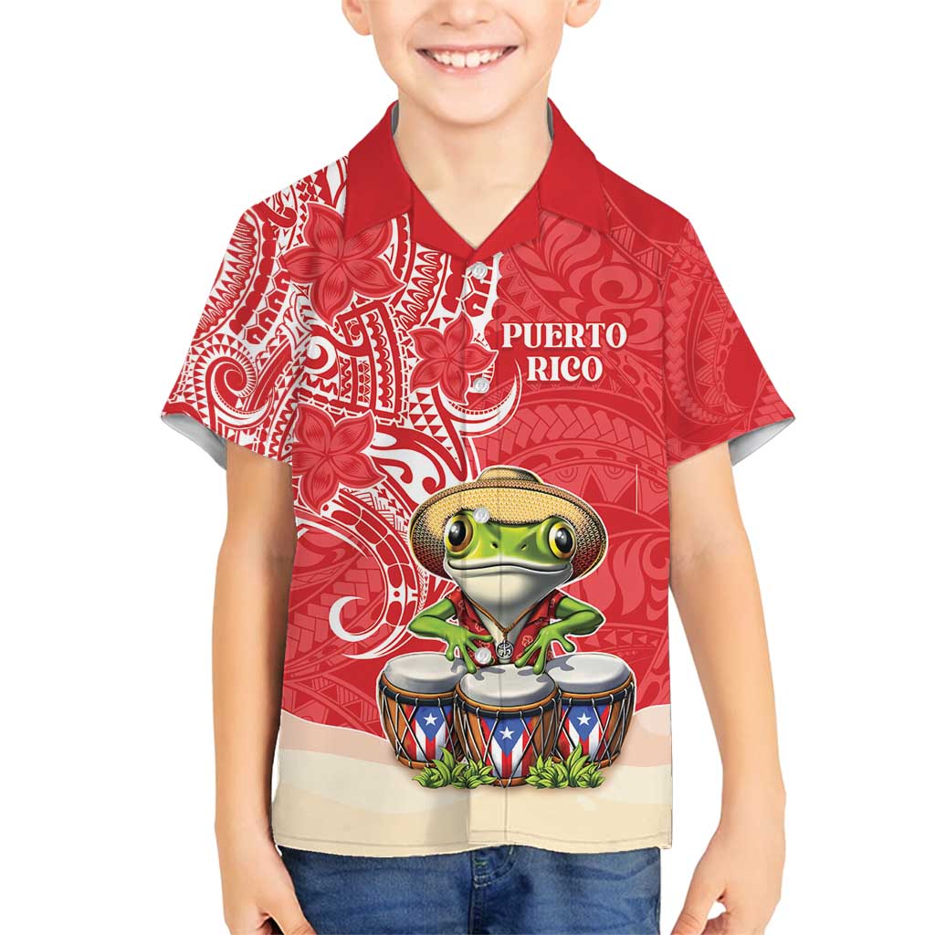 Personalized Puerto Rico Family Matching Off Shoulder Short Dress and Hawaiian Shirt Coqui Frog With Polynesian Pattern - Polynesian Pride