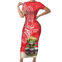 Personalized Puerto Rico Family Matching Short Sleeve Bodycon Dress and Hawaiian Shirt Coqui Frog With Polynesian Pattern - Polynesian Pride