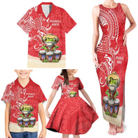 Personalized Puerto Rico Family Matching Tank Maxi Dress and Hawaiian Shirt Coqui Frog With Polynesian Pattern - Polynesian Pride