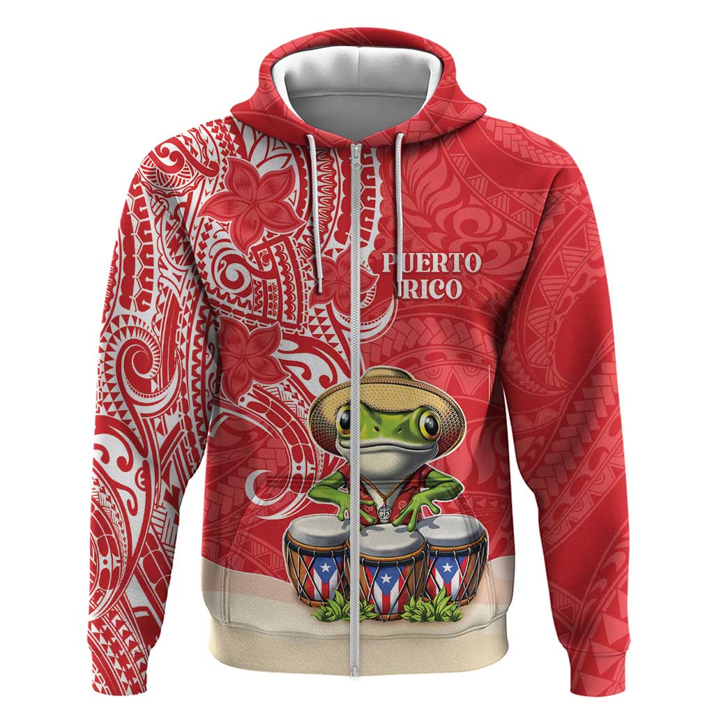 Personalized Puerto Rico Hoodie Coqui Frog With Polynesian Pattern - Polynesian Pride