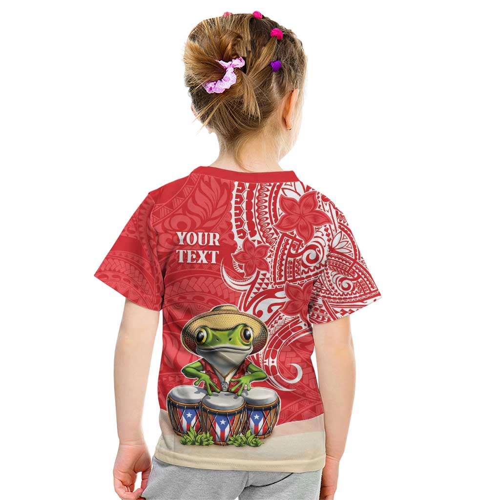 Personalized Puerto Rico Kid T Shirt Coqui Frog With Polynesian Pattern LT05 - Polynesian Pride