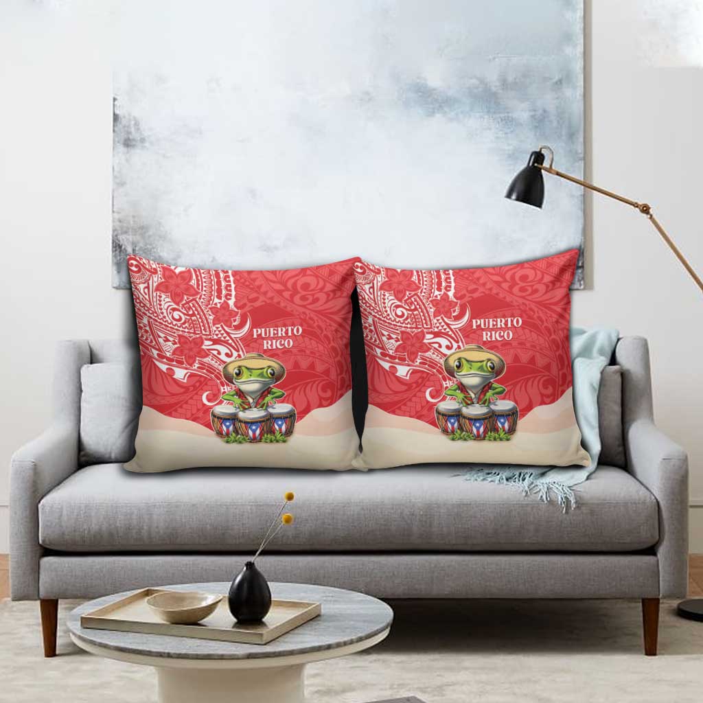 Puerto Rico Pillow Cover Coqui Frog With Polynesian Pattern - Polynesian Pride