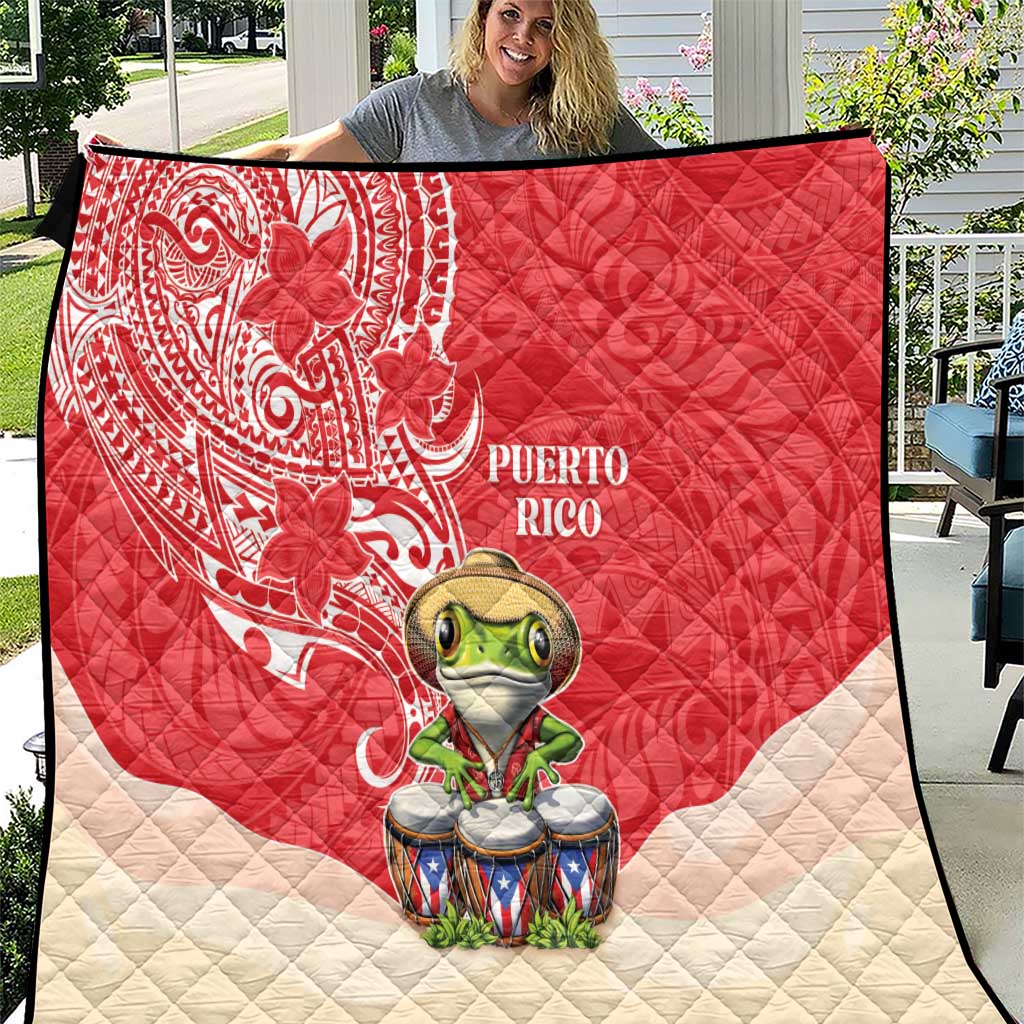 Puerto Rico Quilt Coqui Frog With Polynesian Pattern - Polynesian Pride