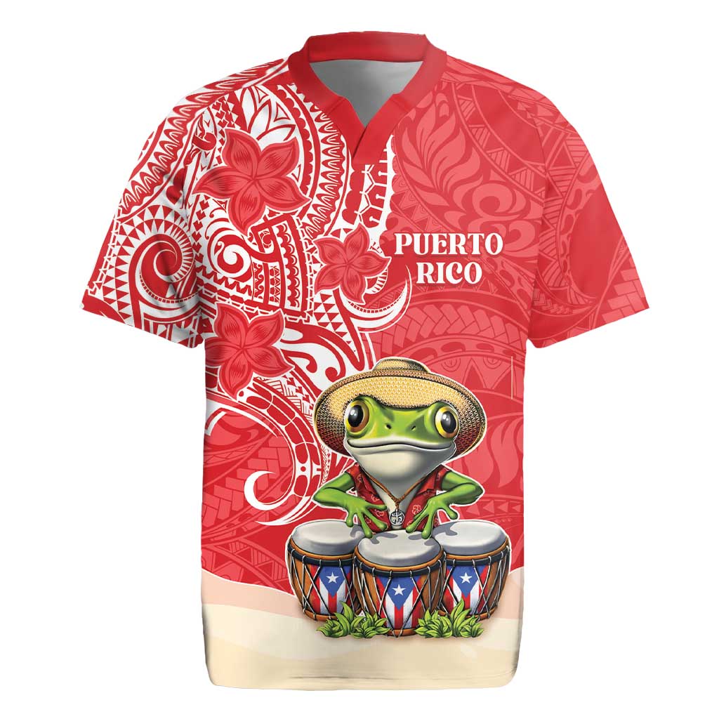 Personalized Puerto Rico Rugby Jersey Coqui Frog With Polynesian Pattern - Polynesian Pride