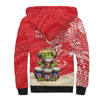 Personalized Puerto Rico Sherpa Hoodie Coqui Frog With Polynesian Pattern - Polynesian Pride