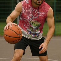 Personalized Puerto Rico Sleeveless Hoodie Coqui Frog With Polynesian Pattern - Polynesian Pride