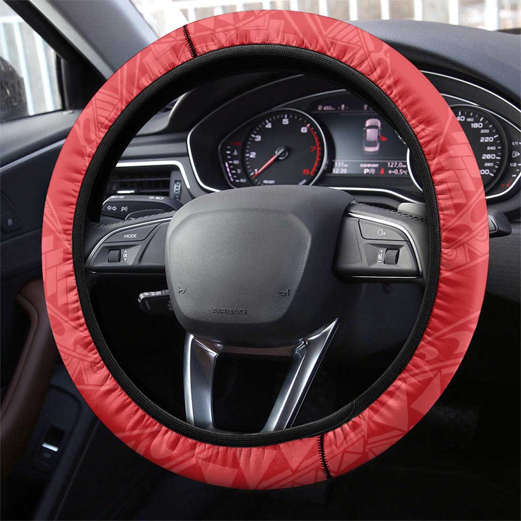 Puerto Rico Steering Wheel Cover Coqui Frog With Polynesian Pattern - Polynesian Pride